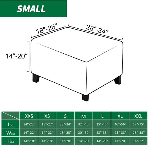 MAXIJIN Stretch Ottoman Cover Rectangular Ottoman Slipcovers for Footstool with Elastic Band Square Folding Storage Stool Furniture Protector Removable Washable (Small, Light Gray) in Saudi Arabia