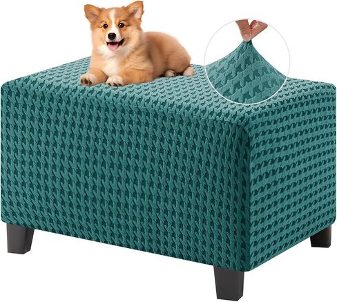 MAXIJIN Stretch Ottoman Cover Rectangular Ottoman Slipcovers for Footstool with Elastic Band Square Folding Storage Stool Furniture Protector Removable Washable (Small, Light Gray) in Saudi Arabia