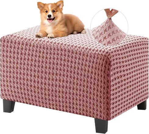 MAXIJIN Stretch Ottoman Cover Rectangular Ottoman Slipcovers for Footstool with Elastic Band Square Folding Storage Stool Furniture Protector Removable Washable (Small, Light Gray) in Saudi Arabia