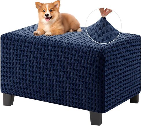 MAXIJIN Stretch Ottoman Cover Rectangular Ottoman Slipcovers for Footstool with Elastic Band Square Folding Storage Stool Furniture Protector Removable Washable (Small, Light Gray) in Saudi Arabia