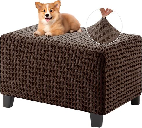 MAXIJIN Stretch Ottoman Cover Rectangular Ottoman Slipcovers for Footstool with Elastic Band Square Folding Storage Stool Furniture Protector Removable Washable (Small, Light Gray) in Saudi Arabia