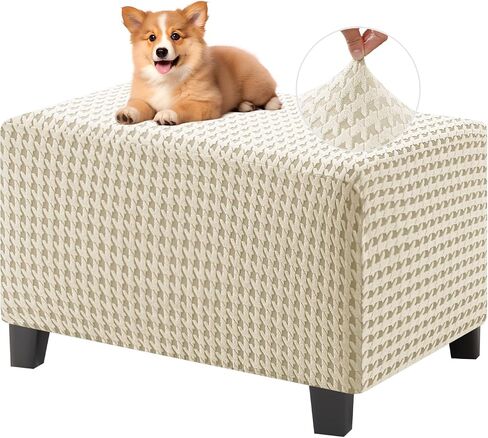 MAXIJIN Stretch Ottoman Cover Rectangular Ottoman Slipcovers for Footstool with Elastic Band Square Folding Storage Stool Furniture Protector Removable Washable (Small, Light Gray) in Saudi Arabia