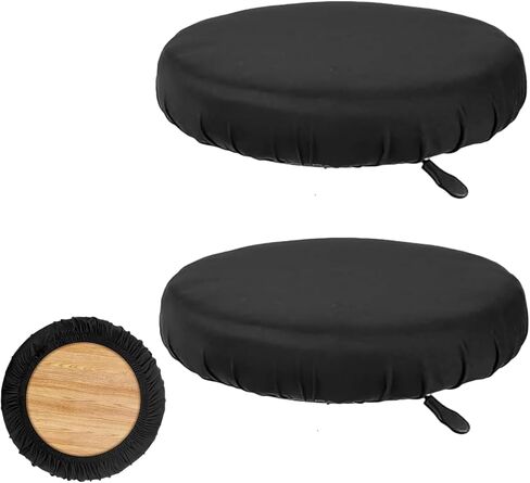 2 Pcs Bar Stool Covers, Soft Round High Elastic Bar Stool Cushion, Machine Washable, Fit for Dia 11-14 in Round Stool, Black in Kuwait