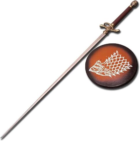 HandSmith™ Arya Stark Needle Sword with Display Plaque - Handmade GoT Sword Replica for Cosplay - Stainless Steel Blade Leather-Wrapped Handle Brown in Saudi Arabia