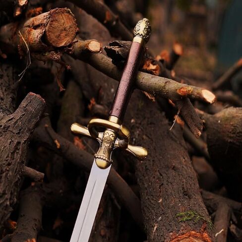 HandSmith™ Arya Stark Needle Sword with Display Plaque - Handmade GoT Sword Replica for Cosplay - Stainless Steel Blade Leather-Wrapped Handle Brown in Saudi Arabia