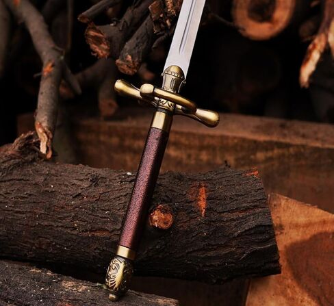 HandSmith™ Arya Stark Needle Sword with Display Plaque - Handmade GoT Sword Replica for Cosplay - Stainless Steel Blade Leather-Wrapped Handle Brown in Saudi Arabia