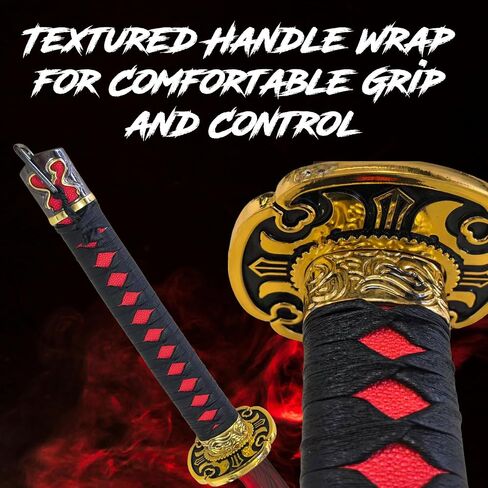 Rivers of Blood Katana Sword Metal Replica - 45 Inch Stainless Steel Cosplay Costume Prop with Wooden Display Stand - Fantasy Game Inspired Samurai Decorative Sword for Collection in Saudi Arabia