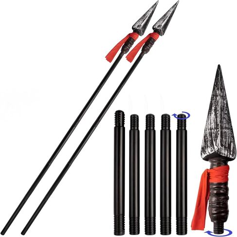 2 Pcs Spartan Spears Toy – 70.8" Halloween Props, Gladiator Spear Weapons, Roman Warrior Costume Accessories Black in Saudi Arabia