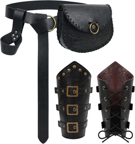 4 Pcs Renaissance Accessories Set Medieval Viking Belt Pouch Arm Guards Sword Frog for LARP Halloween Cosplay Costume in Kuwait