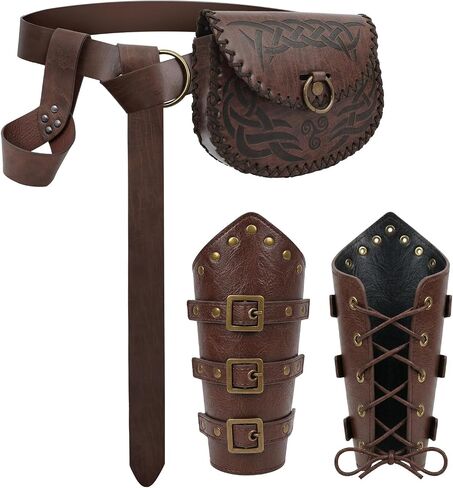 4 Pcs Renaissance Accessories Set Medieval Viking Belt Pouch Arm Guards Sword Frog for LARP Halloween Cosplay Costume in Kuwait