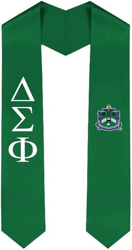 Delta Sigma Phi Greek Lettered Graduation Sash Stole With Crest in Kuwait