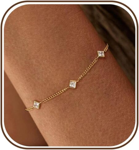 XIXINI Gold Bracelets for Women Non Tarnish, Dainty Cute 14k Gold Plated CZ Clover Bracelets for Women Trendy Cute Opal Heart Gold Bracelet Charm Thin Womens Bracelets Fashion Waterproof Gold Jewelry in Saudi Arabia