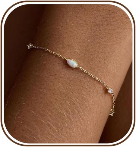 XIXINI Gold Bracelets for Women Non Tarnish, Dainty Cute 14k Gold Plated CZ Clover Bracelets for Women Trendy Cute Opal Heart Gold Bracelet Charm Thin Womens Bracelets Fashion Waterproof Gold Jewelry in Saudi Arabia