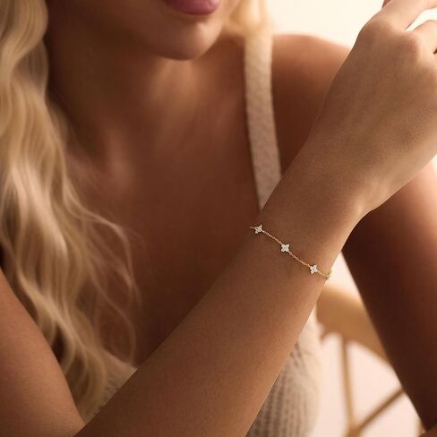 XIXINI Gold Bracelets for Women Non Tarnish, Dainty Cute 14k Gold Plated CZ Clover Bracelets for Women Trendy Cute Opal Heart Gold Bracelet Charm Thin Womens Bracelets Fashion Waterproof Gold Jewelry in Saudi Arabia