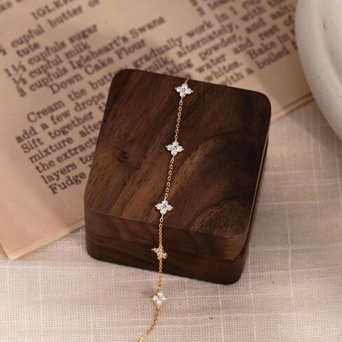 XIXINI Gold Bracelets for Women Non Tarnish, Dainty Cute 14k Gold Plated CZ Clover Bracelets for Women Trendy Cute Opal Heart Gold Bracelet Charm Thin Womens Bracelets Fashion Waterproof Gold Jewelry in Saudi Arabia