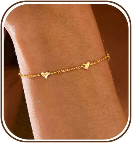 XIXINI Gold Bracelets for Women Non Tarnish, Dainty Cute 14k Gold Plated CZ Clover Bracelets for Women Trendy Cute Opal Heart Gold Bracelet Charm Thin Womens Bracelets Fashion Waterproof Gold Jewelry in Saudi Arabia