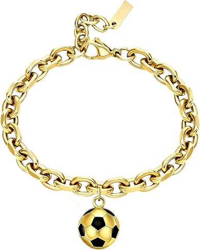 Stainless Steel Soccer Bracelet for Men Women, Unisex Football Charm Jewelry with Ball Pendant, Durable Chain Accessory, Ideal Gift for Soccer Fans & Athletes, Sporty Fashion Bracelet in Saudi Arabia