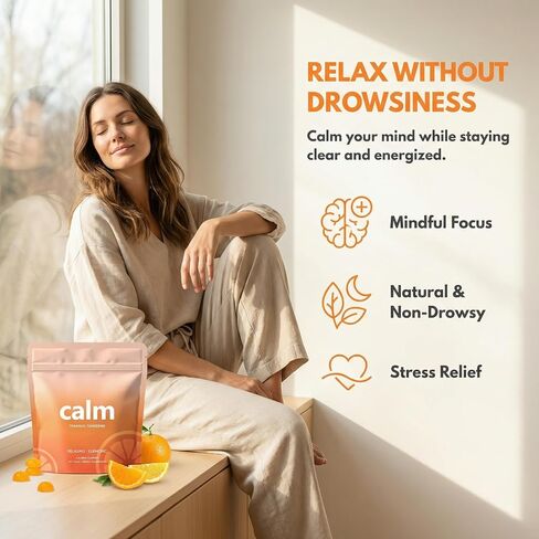 Calming Gummies, Tranquil Tangerine, Calm & Stress Relief with L-Theanine, Lemon Balm & Chamomile – Natural Botanical Blend for Daily Relaxation Support, 60 Gummies in Saudi Arabia