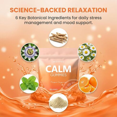 Calming Gummies, Tranquil Tangerine, Calm & Stress Relief with L-Theanine, Lemon Balm & Chamomile – Natural Botanical Blend for Daily Relaxation Support, 60 Gummies in Saudi Arabia