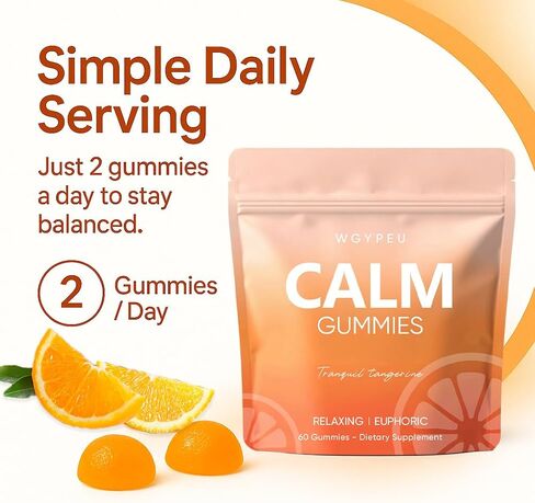 Calming Gummies, Tranquil Tangerine, Calm & Stress Relief with L-Theanine, Lemon Balm & Chamomile – Natural Botanical Blend for Daily Relaxation Support, 60 Gummies in Saudi Arabia