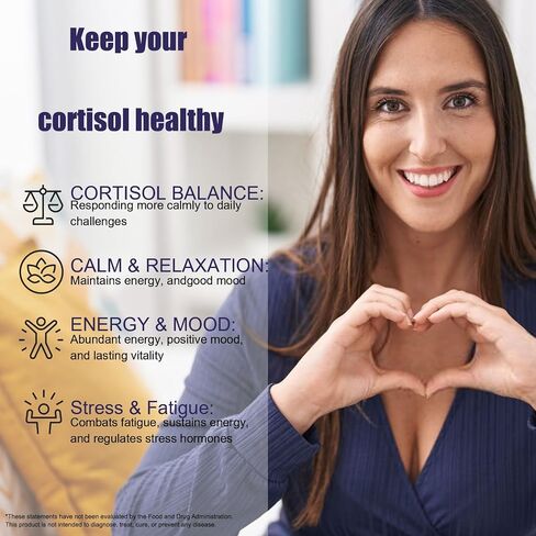 24-in-1 Cortisol Reducer for Women & Men, Magnesium, Ashwagandha, L-Theanine, Rhodiola, GABA - Supports Stress Relief, Focus, Mood & Sleep, Belly Fat Management, Sugar-Free Vegan, 60 Ct in Saudi Arabia