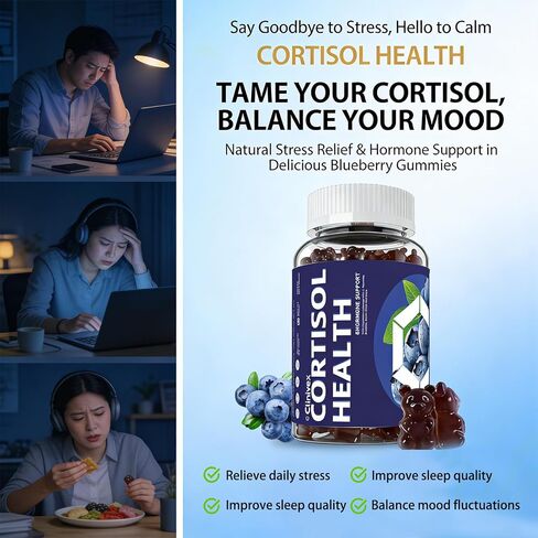 24-in-1 Cortisol Reducer for Women & Men, Magnesium, Ashwagandha, L-Theanine, Rhodiola, GABA - Supports Stress Relief, Focus, Mood & Sleep, Belly Fat Management, Sugar-Free Vegan, 60 Ct in Saudi Arabia