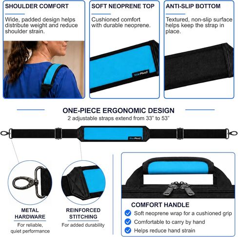 Professional Nurse Shoulder Bag, 3 Compartments, Comfort Features, Lockable Zippers, Padded Device Pocket for Home Health Nurses, Medium in Saudi Arabia