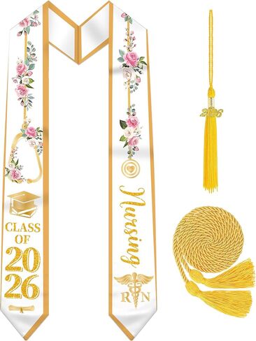 Class of 2026 Nursing Graduation Stole - Unisex Adult Stethoscope Floral Design, Gift for Nurses and RN Graduate ﻿ in Kuwait