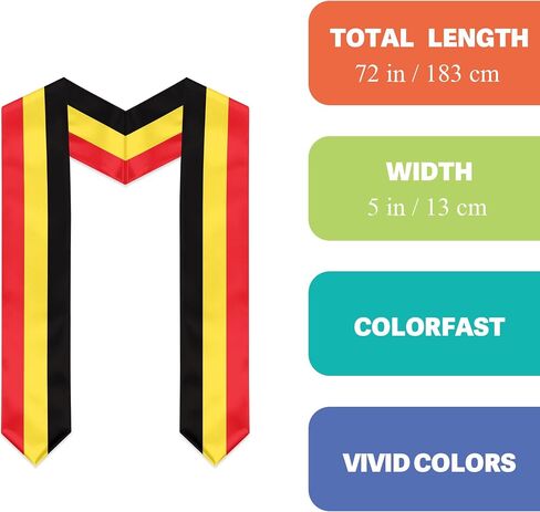 Belgium Flag Graduation Stole, Belgium Graduation Sash Scarf for Study Aboard International Students in Kuwait