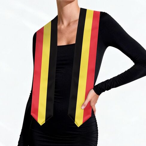 Belgium Flag Graduation Stole, Belgium Graduation Sash Scarf for Study Aboard International Students in Kuwait