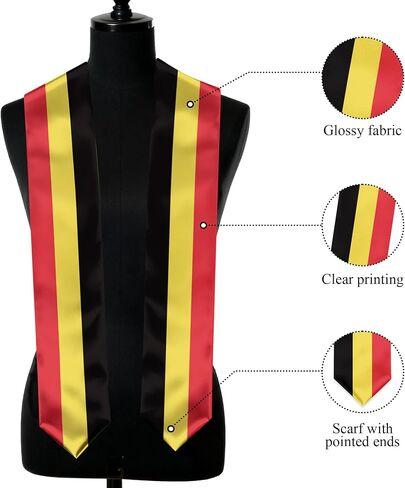Belgium Flag Graduation Stole, Belgium Graduation Sash Scarf for Study Aboard International Students in Kuwait