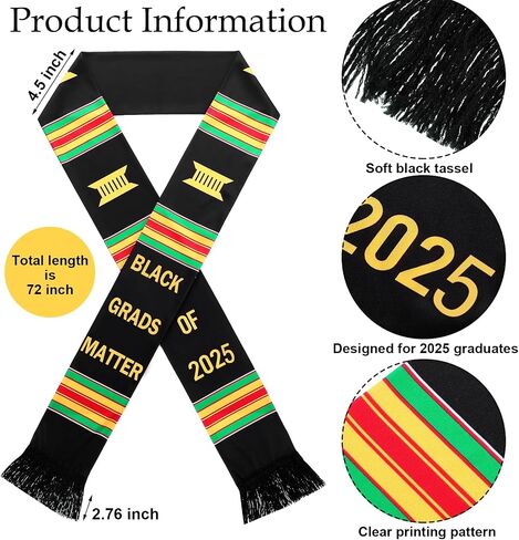 Syhood 2 Pcs Kente Graduation Stole 2026 Black Grads Matter Kente Stole Celebrate Culture with The African Graduation Sash for Black Women Men Grad Party Supplies in Kuwait