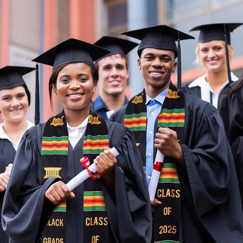 Syhood 2 Pcs Kente Graduation Stole 2026 Black Grads Matter Kente Stole Celebrate Culture with The African Graduation Sash for Black Women Men Grad Party Supplies in Kuwait