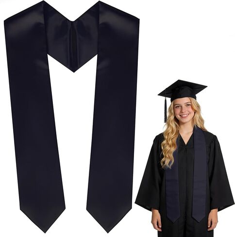 72 Inch Black Plain Graduation Stole - Graduation Sash Class of 2025 With Classic Tips - Unisex Adult Honor Stole for Academic Ceremony and Choral in Saudi Arabia