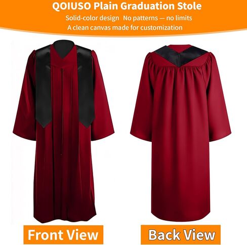 72 Inch Black Plain Graduation Stole - Graduation Sash Class of 2025 With Classic Tips - Unisex Adult Honor Stole for Academic Ceremony and Choral in Saudi Arabia