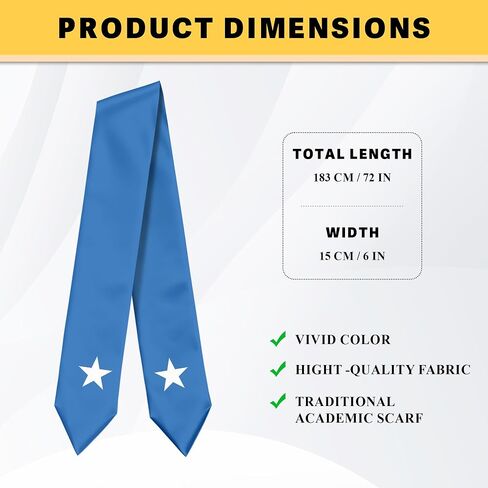 Somalia Flag Graduation Stole Graduation Sash Scarf for International Student Abroad Adult Unisex in Saudi Arabia