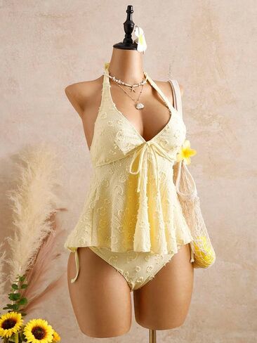 Women's 2 Piece Halter Tankini Bathing Suit Flowy Modest Cute Push Up Two Piece Swimsuits for Womens in Saudi Arabia