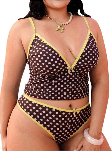 SOLY HUX Women's Plus Size Tankini Swimsuits Plaid Gingham Bow Bathing Suit Summer Two Piece Swimsuit in Kuwait