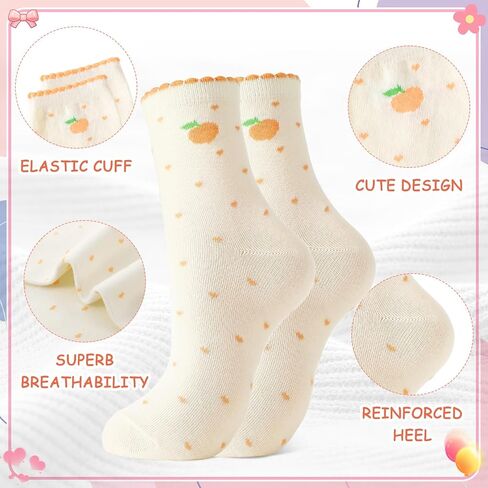 5 Pairs Cute Ruffle Socks for Women Soft Casual Crew Socks with Ruffle Cuff Cute Ankle Socks in Kuwait