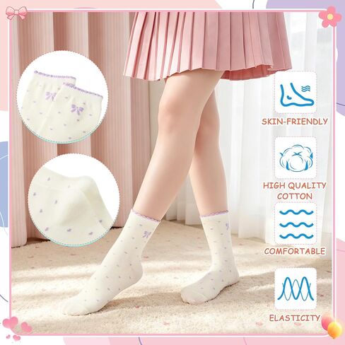 5 Pairs Cute Ruffle Socks for Women Soft Casual Crew Socks with Ruffle Cuff Cute Ankle Socks in Kuwait