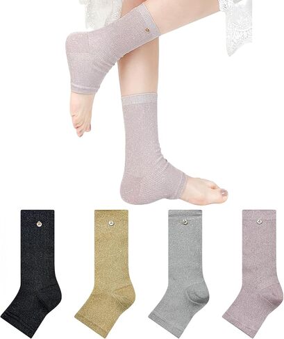Toeless Crew Socks Women Glitter Open Toe Half Palm Liners Shiny Socks for Sandals Heels Fashion Trend in Saudi Arabia