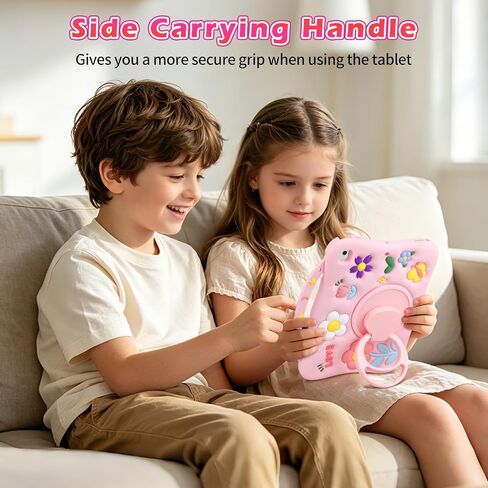 for iPad 5th 6th Generation Pro 9.7 Case for iPad Air 1/2 Screen Protector Pencil Holder Shoulder Strap Kickstand Cute Silicone Proof Full Body Protective Tablet Cover for Kids Yellow Cat in Kuwait