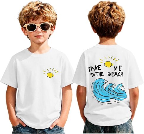 BeWithYou Boys Beach Shirt Take Me to The Beach Graphic Tees Hawaiian T Shirts for Kids Casual Summer Vacation Sunshine Tops in Kuwait