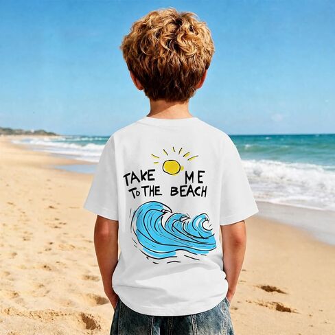 BeWithYou Boys Beach Shirt Take Me to The Beach Graphic Tees Hawaiian T Shirts for Kids Casual Summer Vacation Sunshine Tops in Kuwait