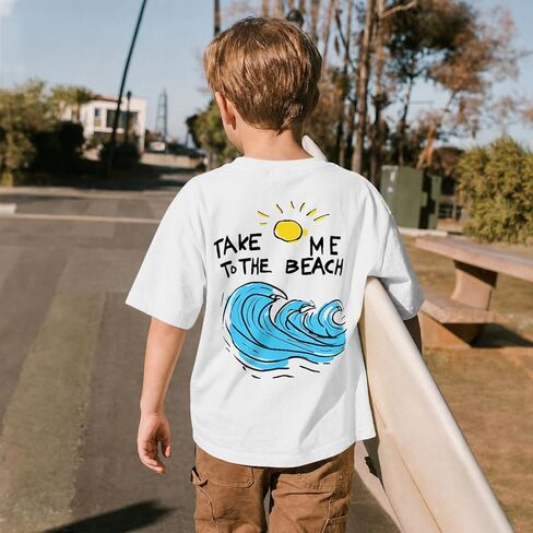 BeWithYou Boys Beach Shirt Take Me to The Beach Graphic Tees Hawaiian T Shirts for Kids Casual Summer Vacation Sunshine Tops in Kuwait