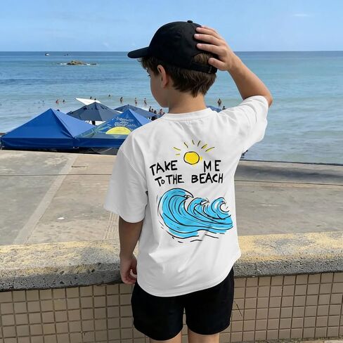 BeWithYou Boys Beach Shirt Take Me to The Beach Graphic Tees Hawaiian T Shirts for Kids Casual Summer Vacation Sunshine Tops in Kuwait