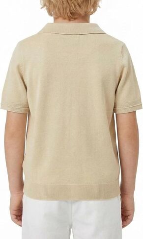 Boys Knit Polo Sweater Shirt Short Sleeve Button Down Retro Textured Vertical Cardigan Tops 5-14Y in Kuwait