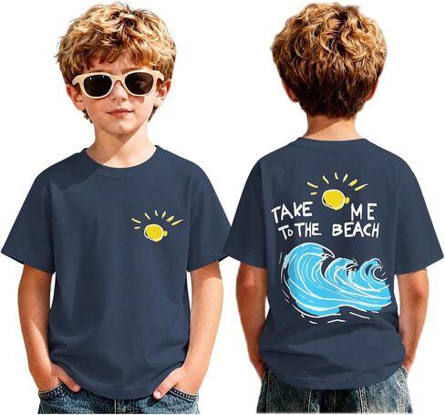 BeWithYou Boys Beach Shirt Take Me to The Beach Graphic Tees Hawaiian T Shirts for Kids Casual Summer Vacation Sunshine Tops in Saudi Arabia