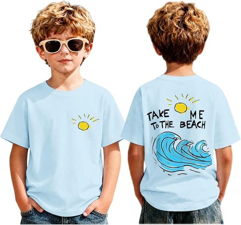 BeWithYou Boys Beach Shirt Take Me to The Beach Graphic Tees Hawaiian T Shirts for Kids Casual Summer Vacation Sunshine Tops in Kuwait