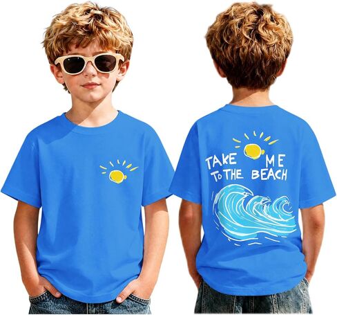BeWithYou Boys Beach Shirt Take Me to The Beach Graphic Tees Hawaiian T Shirts for Kids Casual Summer Vacation Sunshine Tops in Kuwait